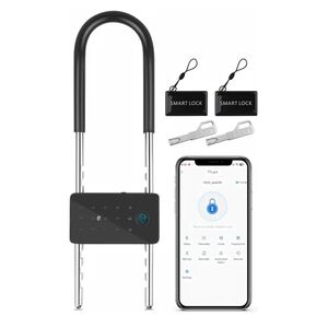 Long Shackle Padlock U Lock Bike Gate Door Fingerprint Keypad App Control MSRP80